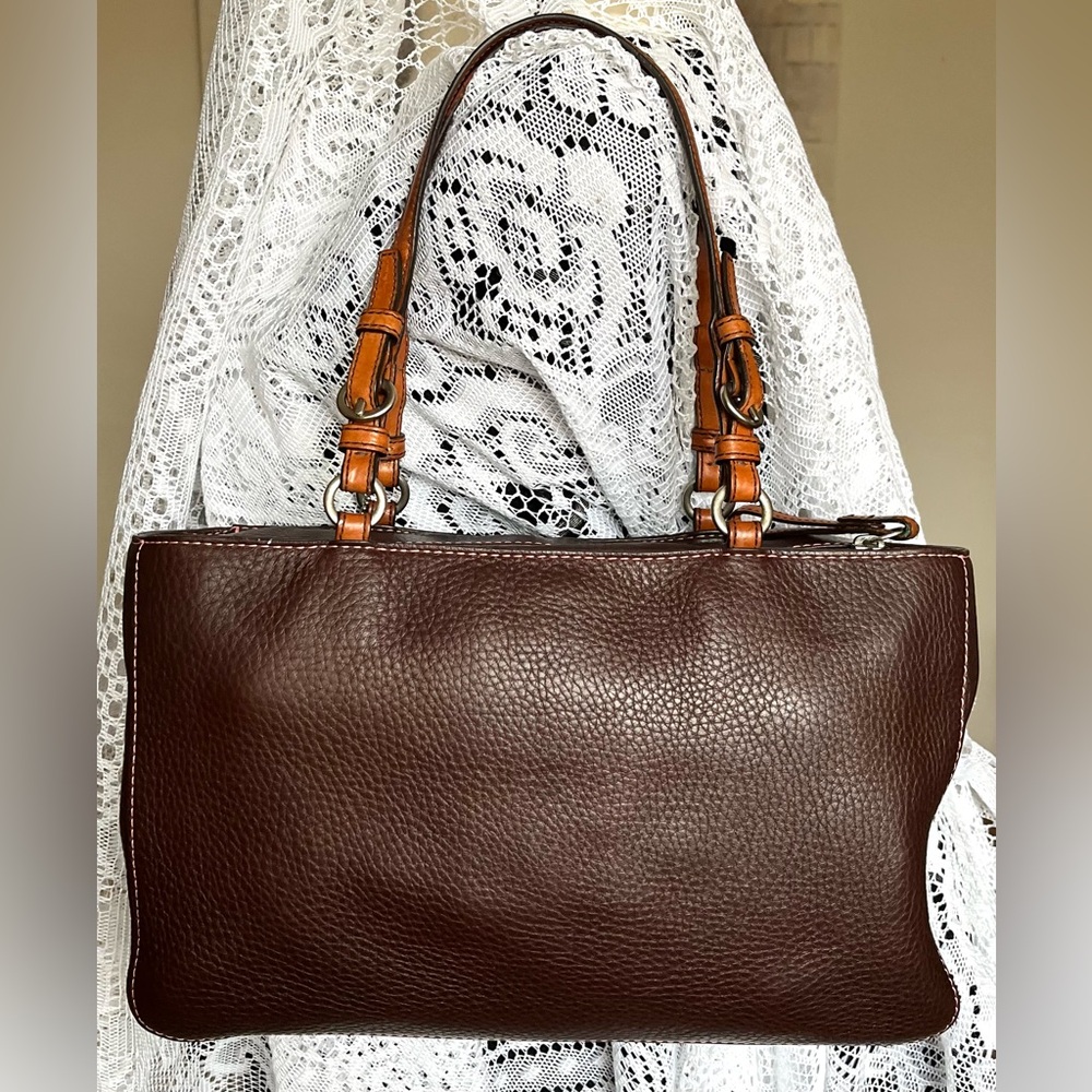 Coach Brown Leather Shoulder Bag with Tan Handles - Picture 6 of 16